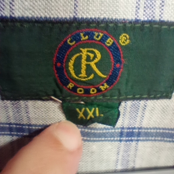 Club Room Men's 2XL Linen Blend Button Front Short Sleeve Shirt Gray Blue Square - Picture 9 of 10